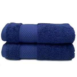 Sue Rossi Guest Towels 30 x 50cm Set Of 2, Organic Turkish Combed Cotton, 600gsm Thick, Soft & Absorbent Bathroom Or Kitchen Small Hand Towel, Face Cloth (Navy Blue, 2)
