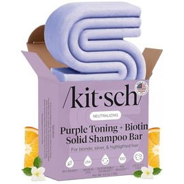 Kitsch Purple Shampoo Bar for Blonde Hair - Toning Purple Shampoo Bars with Biotin for Strengthening Hair & Neutralizing Brassy Tones | Vegan Solid Shampoo Bar for Hair Shine | Zero Waste, 3.2 oz