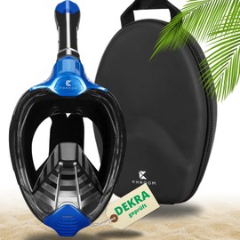 Khroom® by Dekra® CO2 Safe Snorkel Mask Full Mask, Famous for YouTube Seaview X, Diving Mask for Adults and Children, Snorkel Equipment (L-XL, Black)