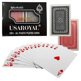 TIMYU Playing Cards (Set of 2) Waterproof Plastic Poker Events Magic Tricks Party Stylish Card Games Travel Storage Case Included (Case Included, Black Box)