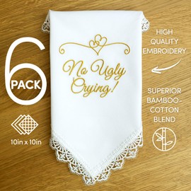Fun Wedding Handkerchiefs | Set of 6 (No Ugly Crying Gold)