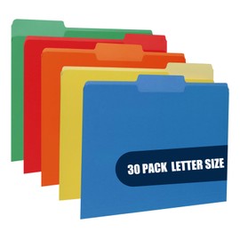 30 Pack File Folder Letter Size Colored File Folders Manila 1/3-Cut Tab Filing Folder for Documents Files Paper Organization, 5 Color