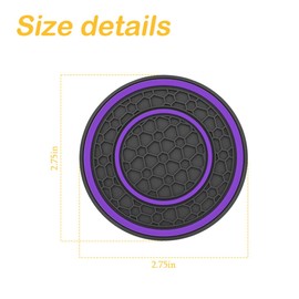 Osilly 2 Pack Car Coasters for Cup Holder, 2.75 Inch No-Slip Anti Dust Insert Coaster, Universal Auto Waterproof Coasters Silicon Insulation Cup Mats for Woman Man, Suit for Vehicle Interior (Purple)