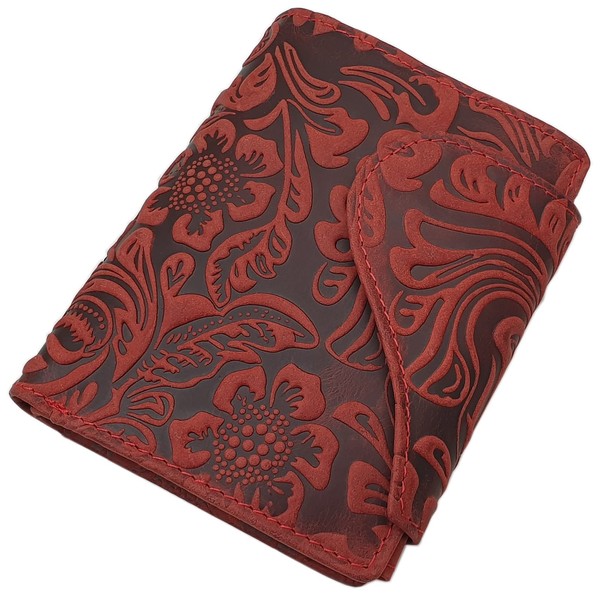 Leather Womens Purse with Beautiful Liana Pattern with External Latch