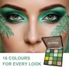 Fychuo Green Eyeshadow Palette Glitter Eyeshadow 16 Colours Eyeshadows Make