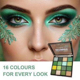 Fychuo Green Eyeshadow Palette Glitter Eyeshadow 16 Colours Eyeshadows Make Up Palette Shimmer Eyeshadow Light Green Eye Shadow Waterproof Sparkly Dark Green Eye Makeup Palettes