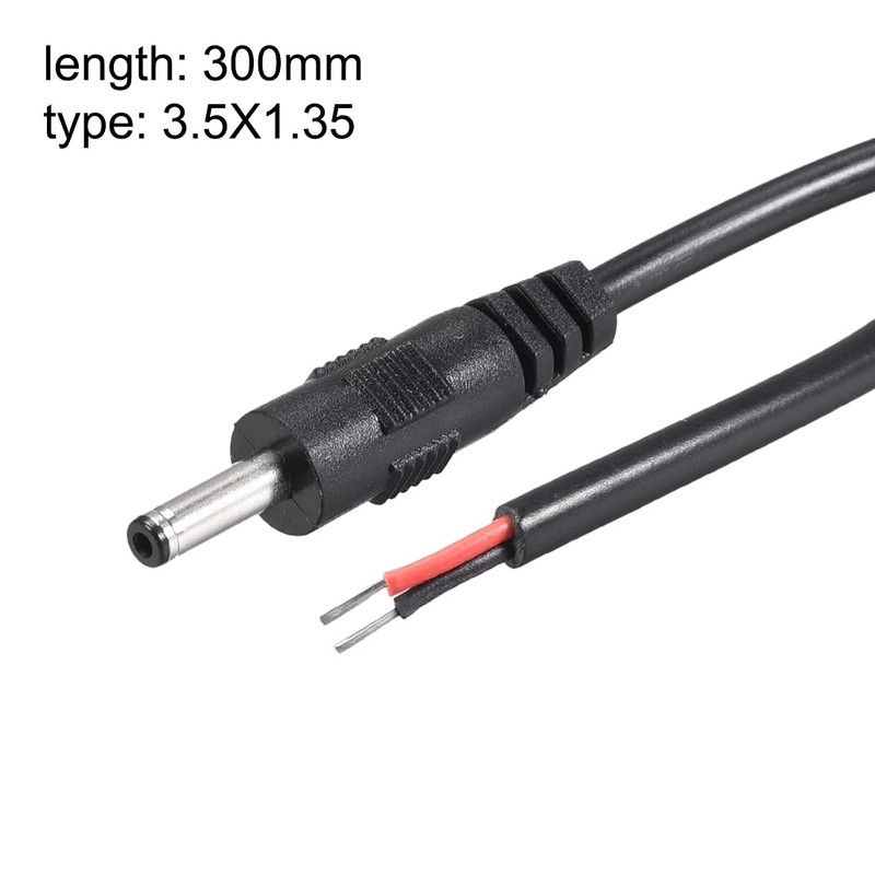 sourcing map 5pcs DC 3.5mm x 1.35mm 1A 30cm Male