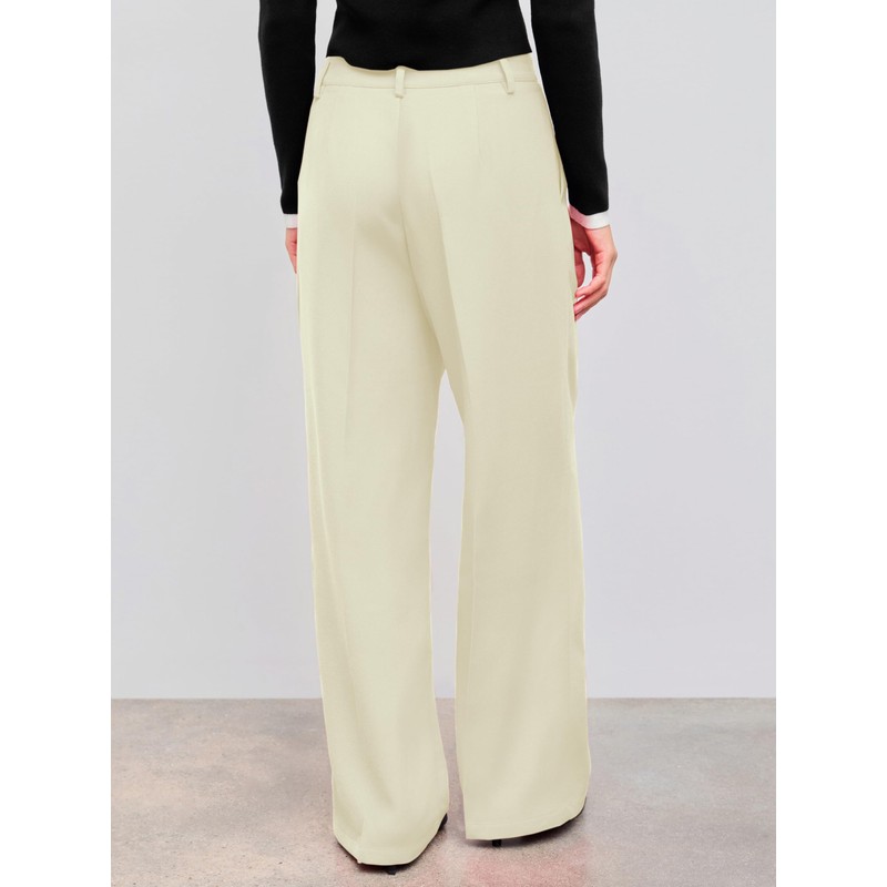 CIDER High Waist Pleated Wide Leg Pants A-Beige