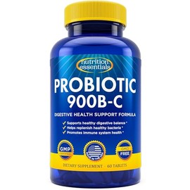 Nutrition Essentials Probióticos para mujeres y hombres – con enzima lactasa y fibra prebiótica para la salud digestiva – 80 por ciento + suplemento más potente para apoyo a la salud intestinal