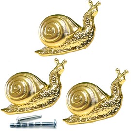 YOUYOUULU 3Pcs Gold Snail Drawer Knob - Vintage Snail Dresser Handles, Animal Knobs, Kids Handles, Furniture Decoration DIY Knobs