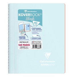 Clairefontaine 366681C Spiral Notebook Koverbook Blush, DIN A5, 14.8 x 21 cm, 80 Sheets, Squared, Pack of 1, Assorted Colours