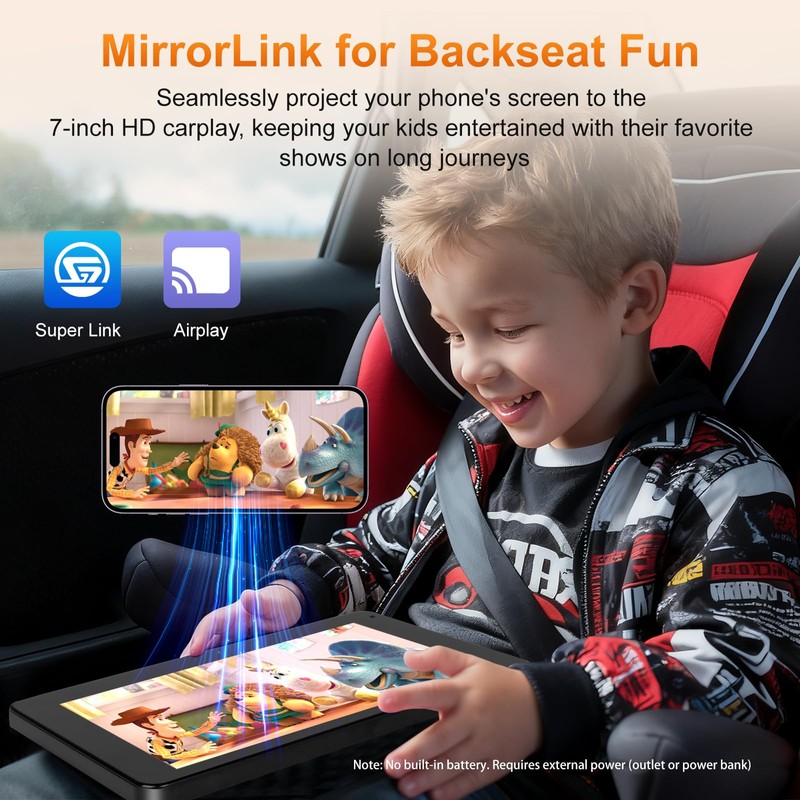 Baby Car Camera with 7" Wireless CarPlay Screen -Supports Apple