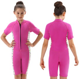 DEHAI Kids Wetsuit Boys Girls Toddler Youth, 3mm Neoprene Shorty Childrens Wet Suit Front Zipper Full Body Thermal Swimsuits in Cold Water Warmth for Swimming Diving Surfing