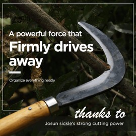 TOOLGATHER Big Size Josun Sickle - Hand-Forged Handmade Korean Weeding and Brush Clearing Tool with Razor-Sharp Blade and Chestnut Wood Handle