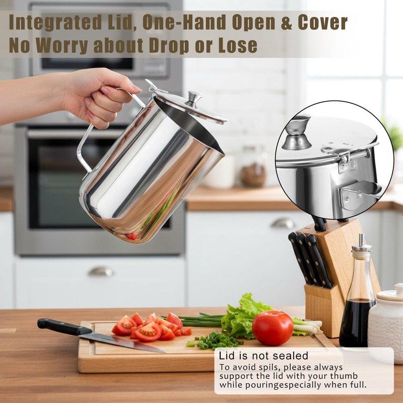 67 oz 304 Stainless Steel Pitcher with Lid, 2 L