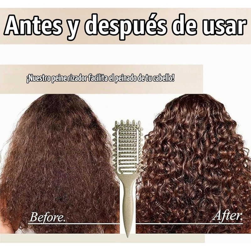 Cepillo para Cabello Rizado, Definidor de Rizos, Beige