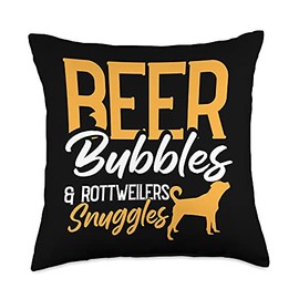 Dog Cloths Puppy Doggie Pet Animal Lover Gifts Beer Bubbles Rottweiler Snuggles Dog Rottie Puppy Lover Throw Pillow, 18x18, Multicolor