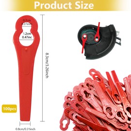 HXUING Pack of 100 grass trimmer blades, replacement blades, compatible plastic replacement blades, trimmer blades, plastic blade accessories, suitable for grass trimmers, brush cutters