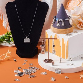 PandaHall 100pcs Tibetan Style Building Charms Pendants Antique Sliver Church Castle Dangle Charms for DIY Crafts Necklace Jewelry Making
