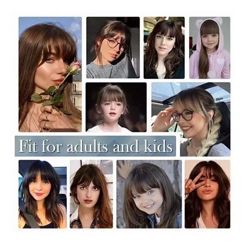 MUJER Pelucas Con Clip Copete Fleco Postizo Sinteticas Flequillo