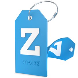 Shacke Initial Luggage Tag with Full Privacy Cover and Stainless Steel Loop - Aqua Teal (Letter Z)