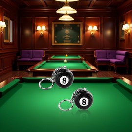 Calsgkspray 2Pcs Black Creative Number Eight Billiard Key Chain Pendant Car Key Ring Decoration Useful and Practical Accessories Gift Keychains and Charms Accessories