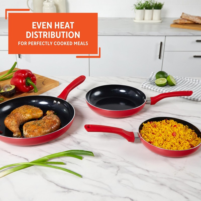 IMUSA Nonstick Ceramic Cookware Set 3-Piece 7in/9in/11in, with Stay-Cool Handles,
