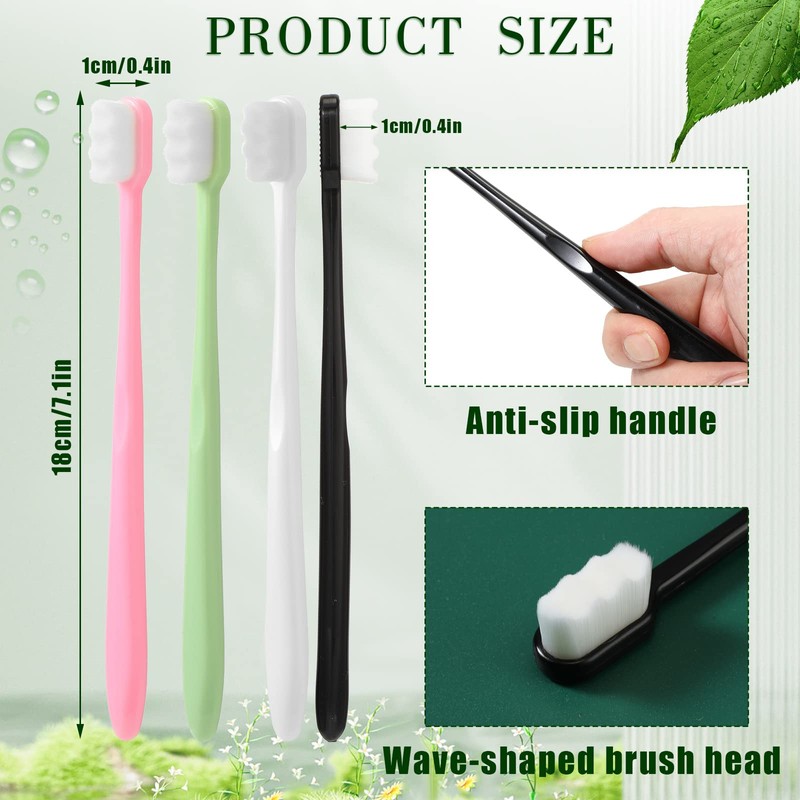 Pinkunn 36 Pcs Soft Bristle Toothbrush Micro Nano Manual Toothbrush