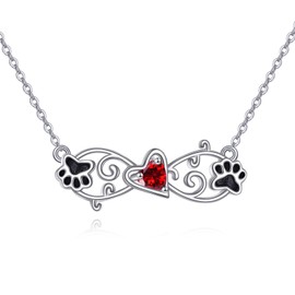 YFN Paw Necklace Sterling Silver Infinity Paw Print Pendant Necklace Paw Jewelry for Women Dog Paw Gifts for Dog Lovers Cat Paw Gifts