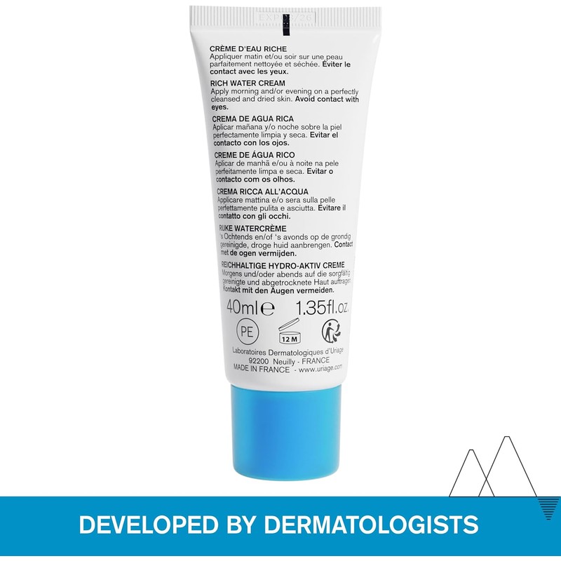 Uriage Daily Rich Moisturizing Face Cream with Hyaluronic Acid, 40ml
