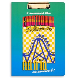 ban.do Clipboard Folio with Lined Notepad, Padfolio Features Metal Clip, Removable Writing Pad, and Pen Holder, Emotional Rollercoaster