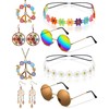 Kenning 8 Pcs Hippie Costume Set 60s 70s Party Accessories