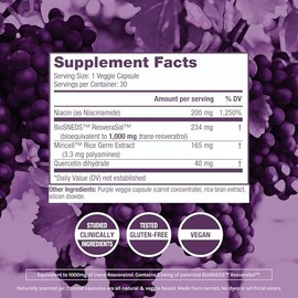ResVitále Resveratrol + NAD & Miricell 1000 mg - Advanced Antioxidant Support for Brain, Heart, Energy & More - 30 Veggie Capsules (30 Servings)