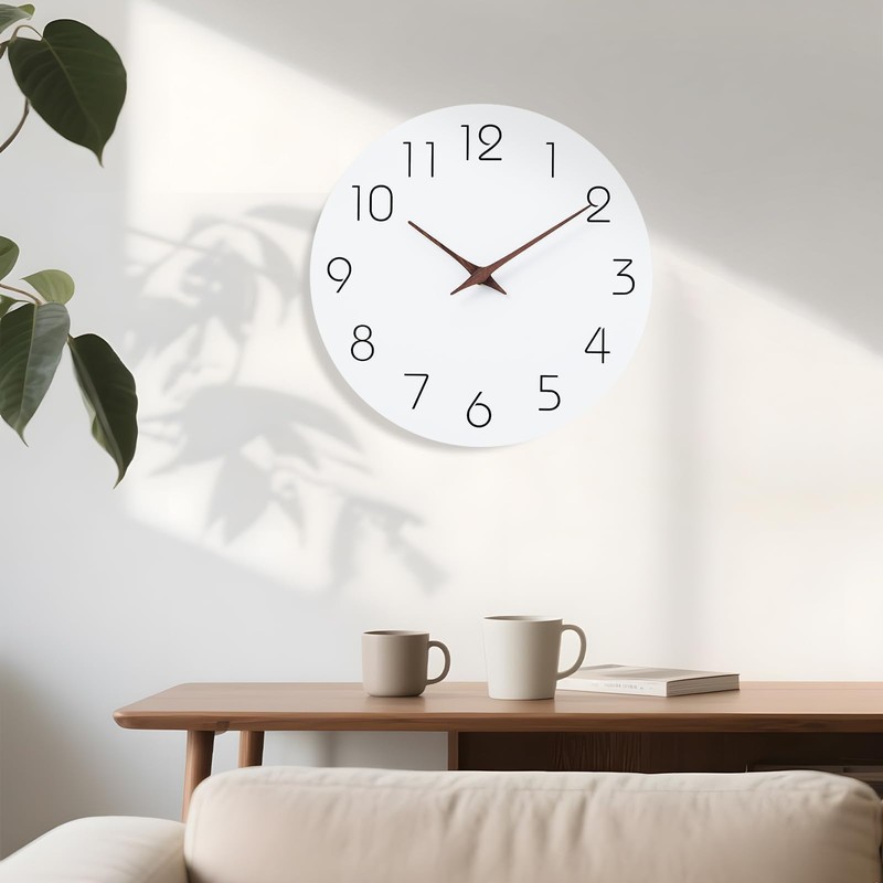 Mosewa Wall Clock Battery Operated 8 Inch White Silent Non