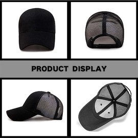 Baseball Cap for Men Women, Men's Athletic Baseball Fitted Cap Classic Adjustable Plain Hat Quick Dry Trucker Hats Black