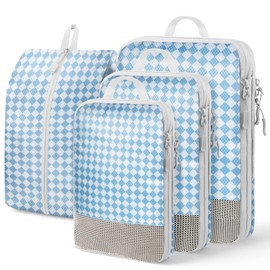 Compression Packing Cubes 4 Set Luggage Packing Organizer Bag Expandable Travel Organizer Cubes For Carry On Luggage Suitcase Compressible Travel Essentials Accessories for Women Men