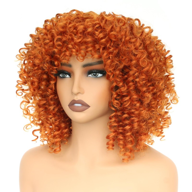 PORSMEER Pelucas Afro Rizadas De 35 Cm Para Mujer, Cortas,