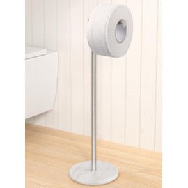 KES Extra High Toilet Paper Holder Free Standing 26", Toilet Paper Holder Stand with Natural Marble Base, Floor Freestanding Toilet Paper Holders 18/8 Stainless Steel Brushed Finished, BPH284S66-2