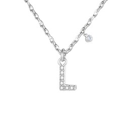GUOYU Women's Initial Necklace Letter Pendant, 925 Silver Necklace with Cubic Zirconia, Pendant Gift Ideas for Birthday A B C D E F G H I J K L M N O P Q R S T U V W X Y Z, Stainless Steel, Rhinestone