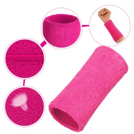 WILLBOND 6 Inch Wristbands Paris Sports Competitions Supplies Sport Long Wrist Bands Sweatband Elastic Athletic for Gym Tennis Outdoor Activity(Bright Rose Red, Fluorescent Yellow, Light Yellow)