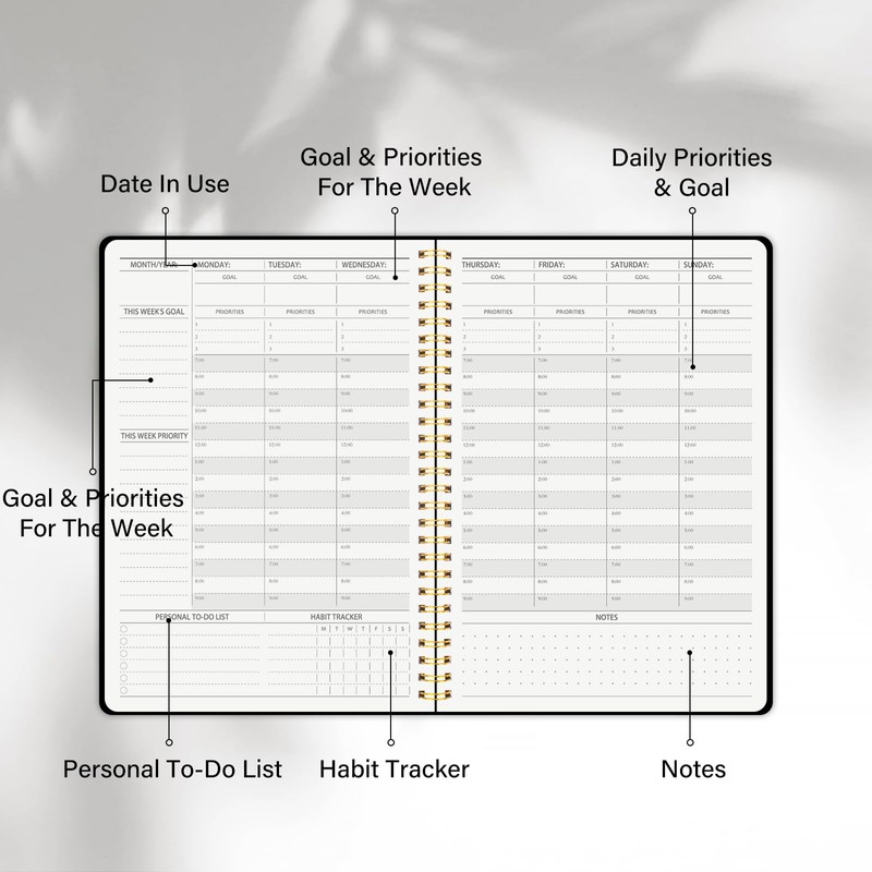 Weekly Appointment Planner with Hourly Schedule,Priorities & Habit Tracker Organizer,7.5"×10"