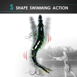 TRUSCEND Easy Catch Swimmax, Magic Noisy Turbulent Wiggling and Vibrating Actions for More Bites, Segmented Swimbait Jointed by Dyneema Strongest Fiber, Lifelike Fishing Lures for Relax Family Fishing
