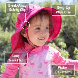 [JAN & JUL] Girls Quick Dry Cute Sun Hat with Neck Flap for Swimming 50+ UPF UV Protection for Toddlers (M: 6-24 Months, Pink Strawberry)