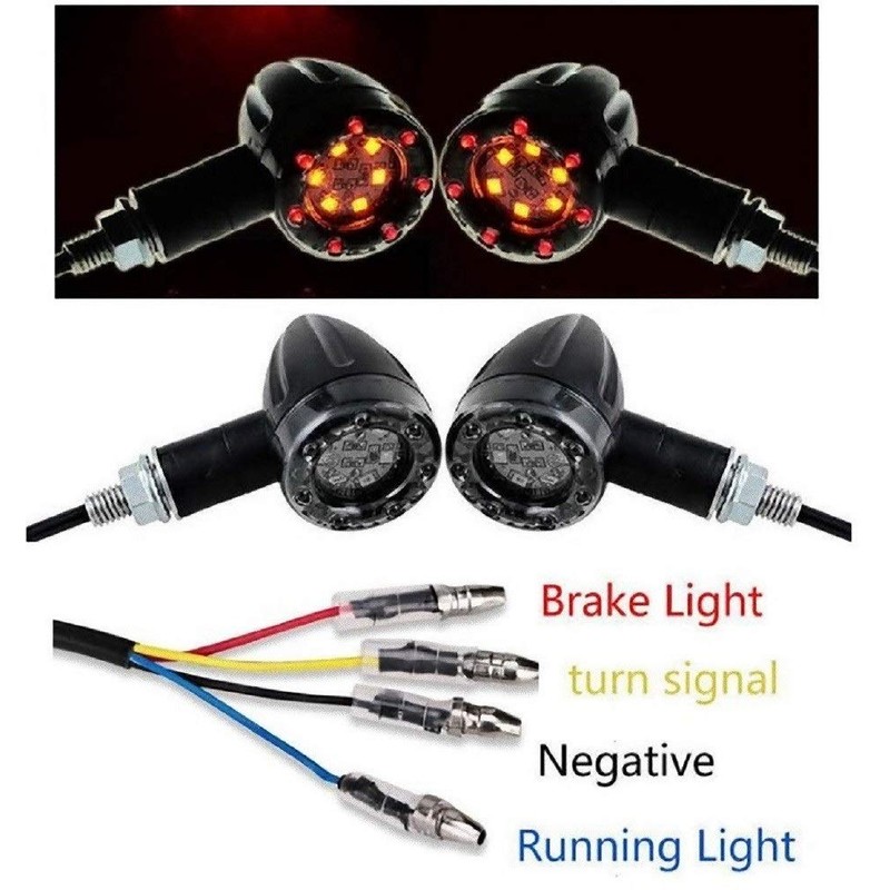 NEYORIKA LED Turn Signal Bullet-shaped Light for Motorcycles, 12 V,