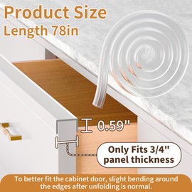 Cabinet Protectors for Kitchen Cabinets, Cabinet Door Edge Protector PVC Edge Guard Drawer Protector Prevent Wear, Chipping, Discoloration, Bumpers Clear, 3/4" Thick, 78'' Length