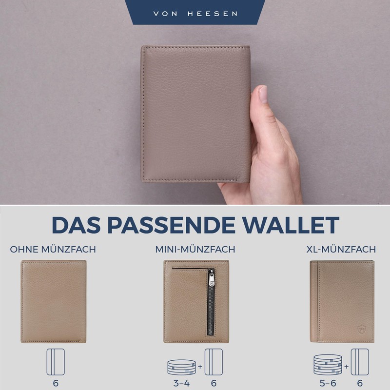 VON HEESEN Men's Leather Wallet & RFID Protection I Genuine