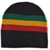 Nayt Rasta Stripe 8" Short Beanie Hat Reggae Black Red