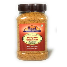 Rani Punjabi Shakkar (Gur Jaggery Powder) 17.5oz (1.1lbs) 500g) ~ Indian Unrefined Raw Cane Sugar, No Color added, Gluten Friendly | Vegan | NON-GMO | No Salt or fillers