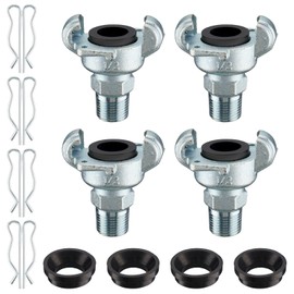 Therwen 4 Sets 1/2 inch Chicago Air Fittings NPT Iron Air Hose Fitting 2 Lug Universal Coupling for Female and Male End(Male End)