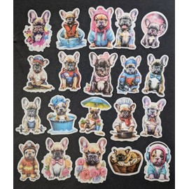 Unbranded French Bulldog Stickers, Frenchie Stickers, Laptop, 20pk